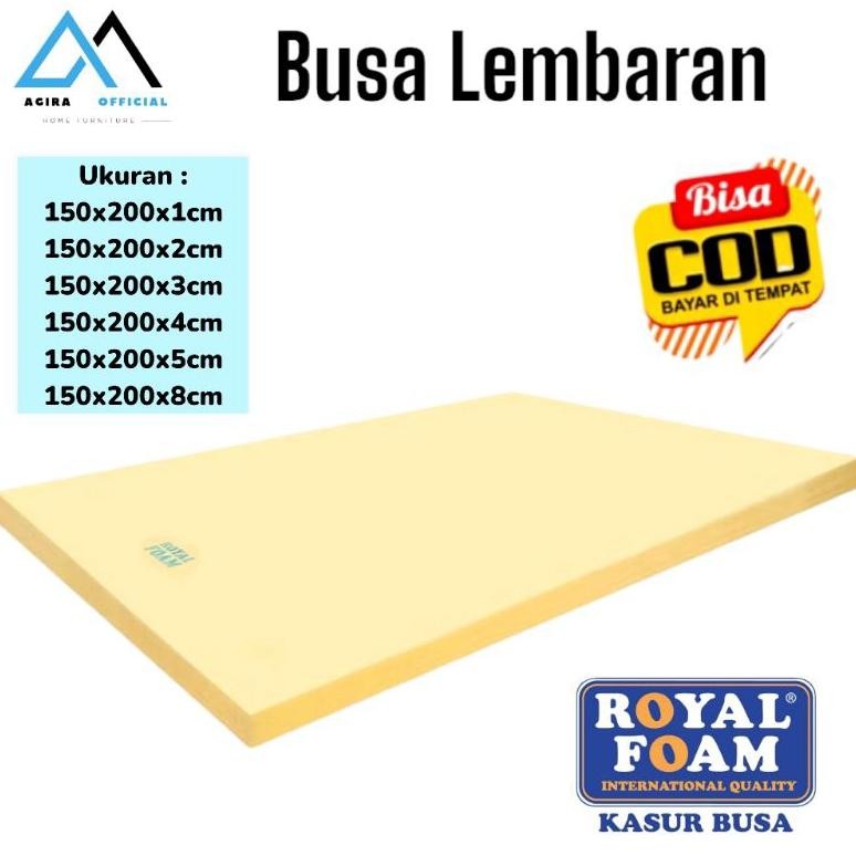 Busa Royal Foam Lembaran Ukuran 150x200cm Tebal 1cm, 2cm, 3cm, 4cm, 5cm, 8cm Busa Surpet Busa Karpet
