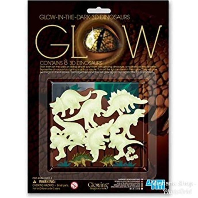 4M Sticker Glow In The Dark 3D Dinosaurus Stiker Dinding Rumah