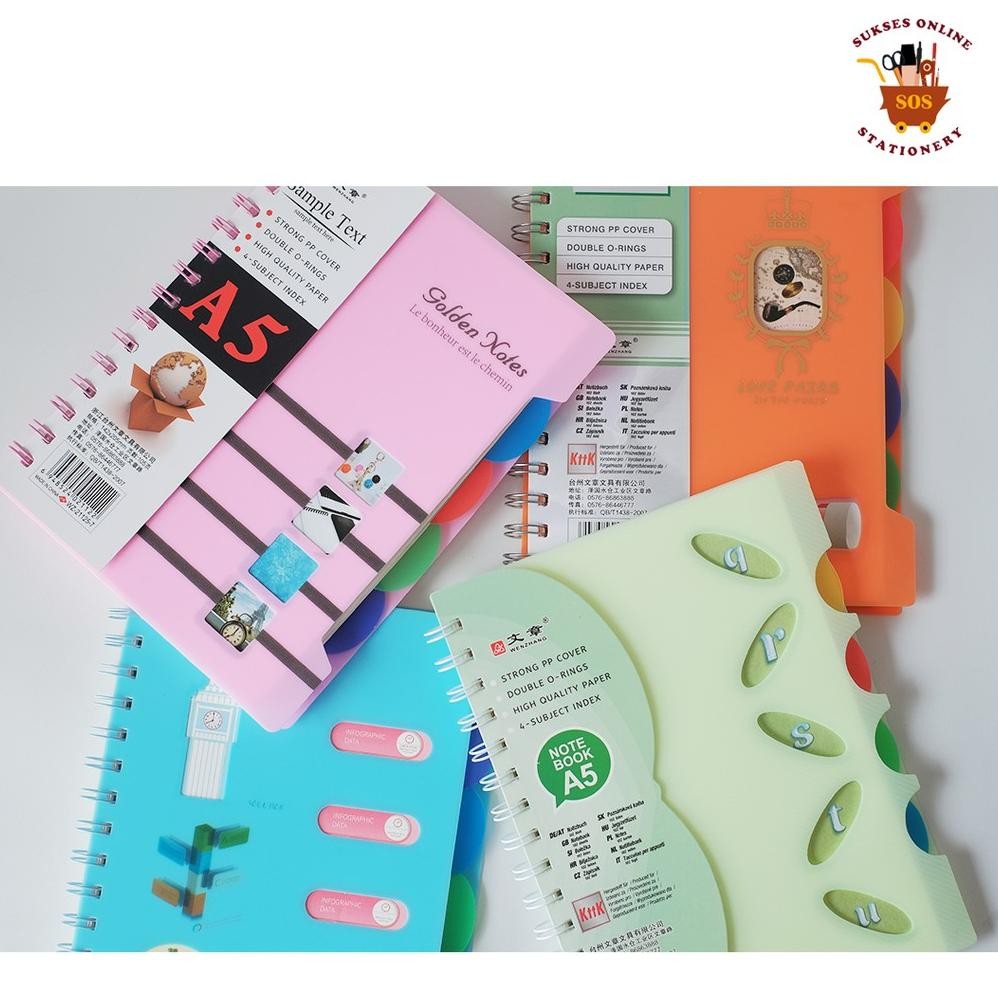 

SOS Buku Tulis Spiral A5-90 Index Cover Plastik/Buku Spiral/Catatan/Note Book/Notebook Nugi