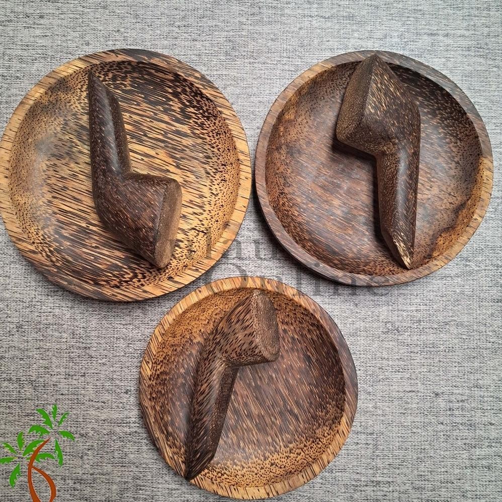 L - Cobek kayu Aren 1 Set - Cobek Aren - Pulau Online Nugi