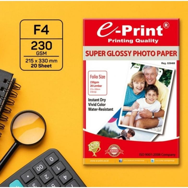 Kertas Foto Mengkilat  E-Print Super Glossy Photo Paper  F4 230Gr@20 Nugi