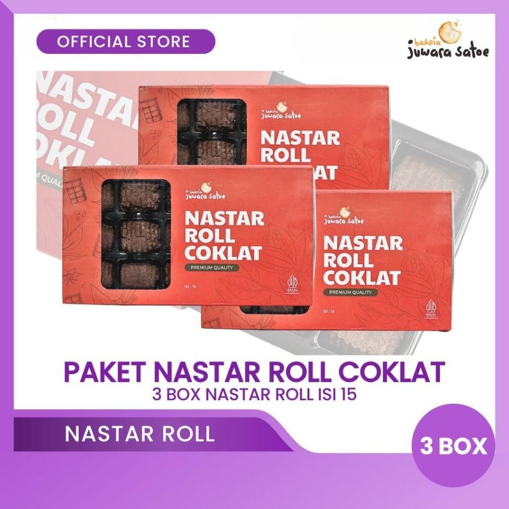 

NO_MORE BAKPIA JUWARA SATOE [ 3 Box ] Paket Nastar Roll Coklat Isi 15 - Oleh Oleh Khas Jogja