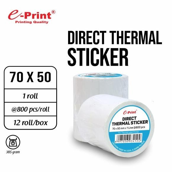 

Direct Thermal Sticker Label Barcode 70 x 50 mm Merk E-Print (Isi 800) Nugi