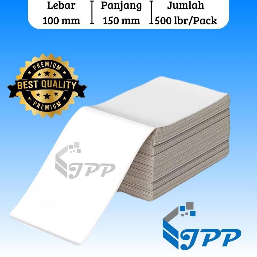 

KERTAS STIKER LABEL THERMAL LIPAT 100X150 LABEL BARCODE LABEL RESI A6 500PCS TERMURAH DAN BERKUALITAS Nugi