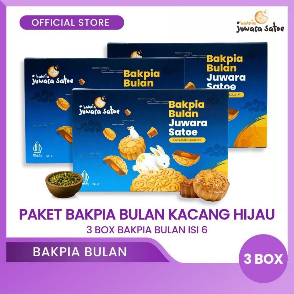 

NO_MORE BAKPIA JUWARA SATOE [ 3 Box ] Bakpia Bulan Kacang Hijau Isi 6 - Oleh Oleh Khas Jogja