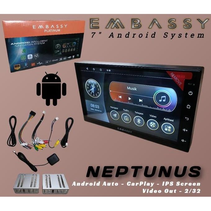 Head unit Android Embassy 10/9/7 Inch Memory 2/32Gb