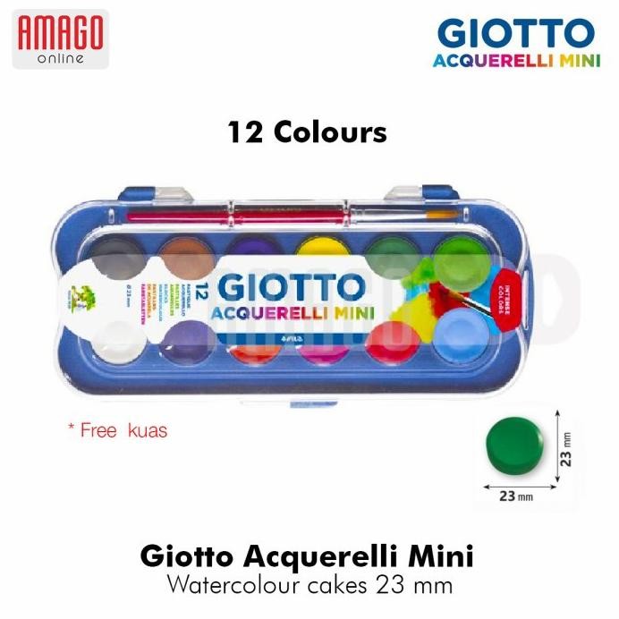 

Giotto Acquerelli Mini - Watercolour Cakes Blok Cat Air Poster - Paket 12 Warna - 23 mm - 352300 Nugi