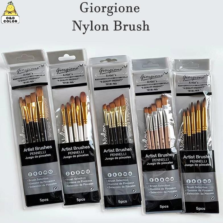 

Giorgione Profesional Berus Nylon Artis 5pcs Set Watercolor/ Oil paint/ Acrylic Painting brushes Nylon Acrylic Paint Brush Mudah Dibersihkan Nugi