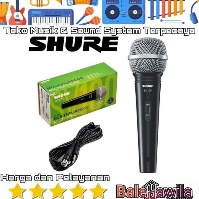 Microphone Mic Kabel Vocal Dynamic Dinamic Akg Shure Sv100 Sv 100 Ori