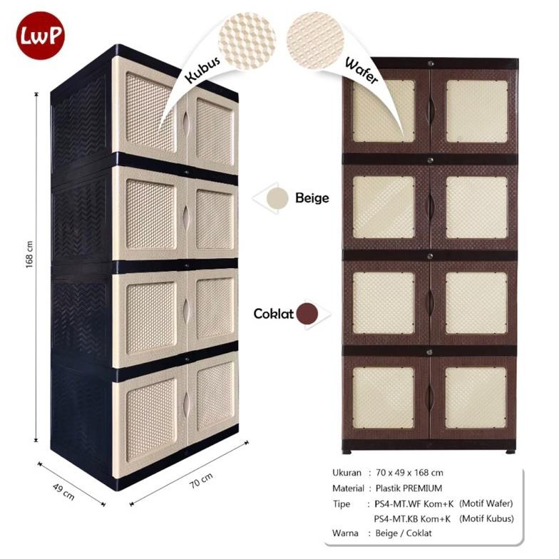 Lemari Baju Pakaian Plastik BESTOP CORTEZ Tabitha JUMBO 3 / 4 Susun Rotan Tikar Modern Minimalis Ter