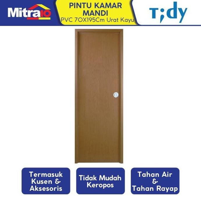 Tidy Pintu Kamar Mandi Pvc Bukaan Kiri/ Kanan 70X195 Cm Premium Urat Kayu