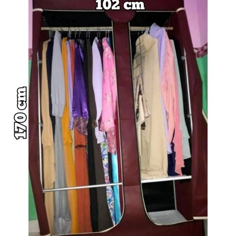 Lemari Gantung 2 Sisi Gamis Baju Dress Portable Hanger Gantungan Pakaian Jas Kemeja Nugi