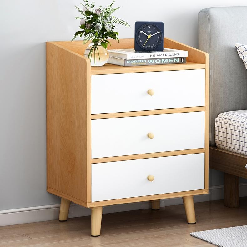 Meja Nakas Samping Kamar Tidur Minimalis Meja Nakas Kayu 2/3 Laci Penyimpanan Nugi