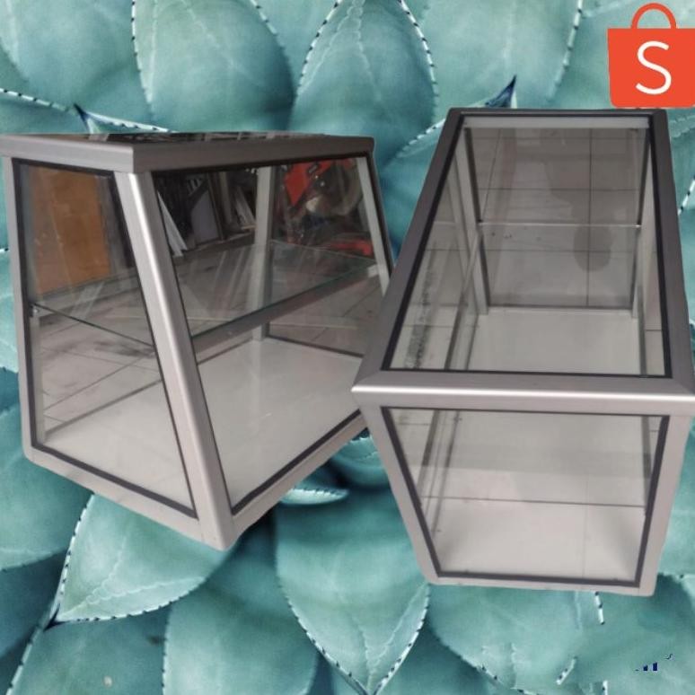 Etalase kaca makanan warung nasi uduk 70x50x35 miring Lebar 40 Nugi