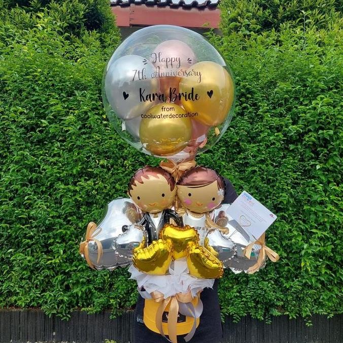 BEBAS ONGKIR - Buket Balon Foil Wedding / Engagement - tjeplis.id