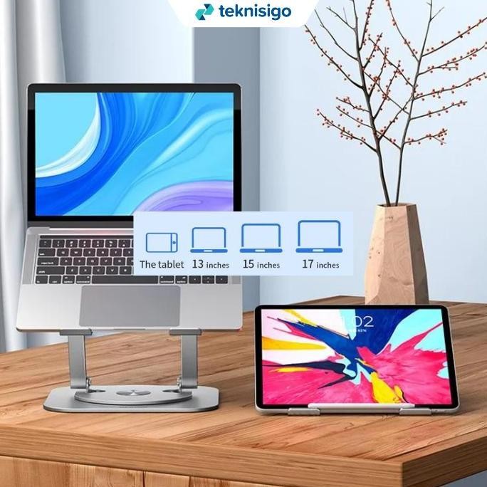 Promo Laptop Stand Rotatable Aluminum Holder Untuk Laptop & Tablet 10"-17.3"