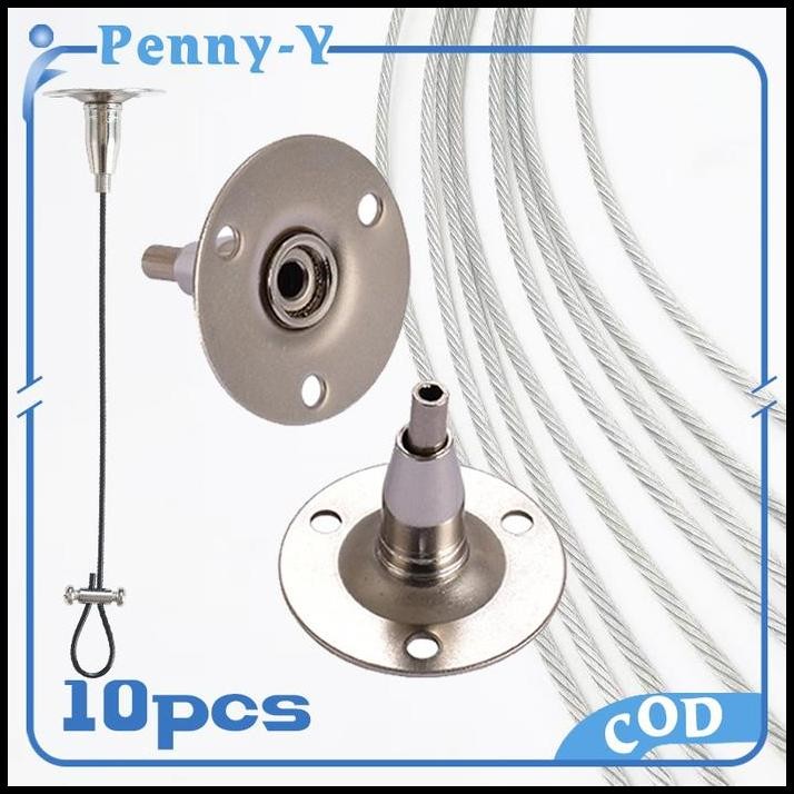 10pcs Gantungan Atas Gantungan Bracket Rak Ambalan 2mm Kawat Seling Sling Baja