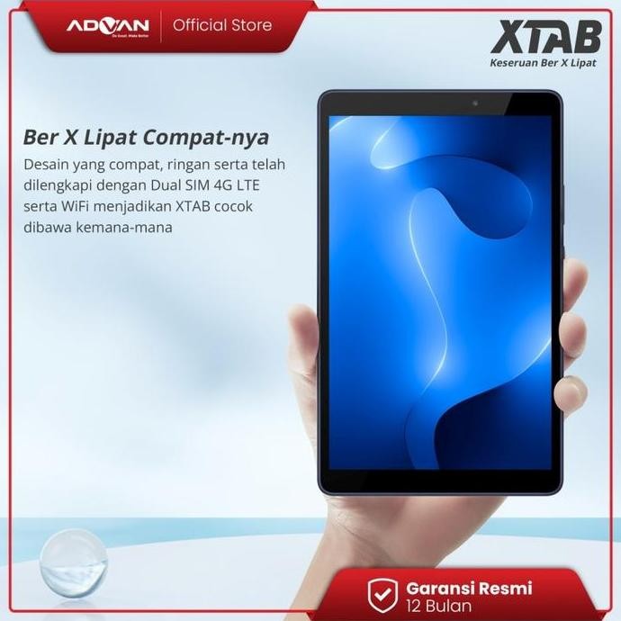 Promo Advan Xtab 8 Inch Android 13 Tablet Quadcore 4Gb Ram 64Gb Rom, Dual Sim 4G Lte, Bonus Case