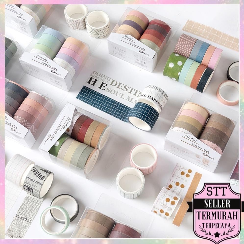 

Rd1- Stt Masking Tape Set 10Pcs Essential Collection Basic Pattern Isi 10 Selotip Bahan Kertas Washi Tape Warna Warni Diy Scrapbook Journal Kotak Box Aeshtetic