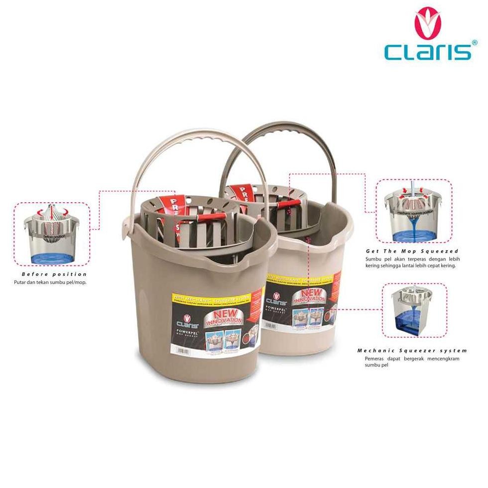 TERBARU CLARIS EMBER PEL PUTAR - POWERPEL MOP BUCKET 3111 TERMURAH