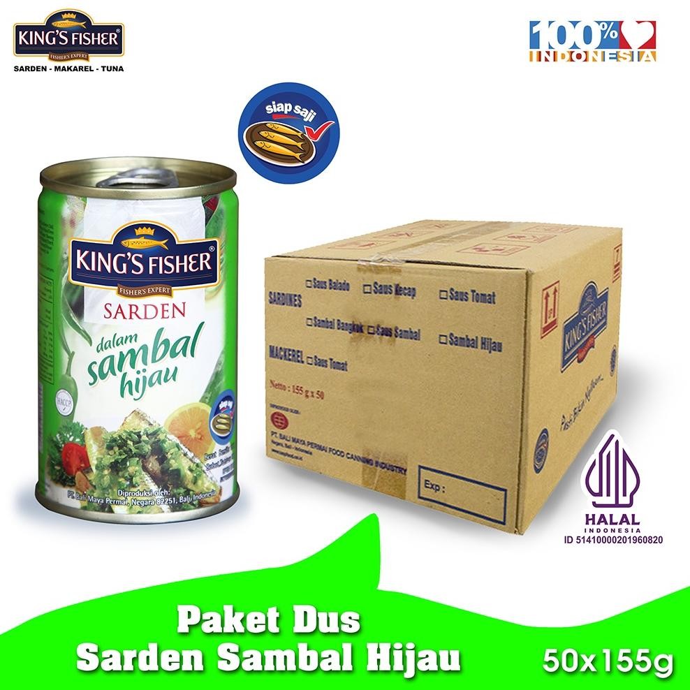

NO_MORE KingsFisher Paket 1 dus 50pc King's Fisher Sarden mini Sambal Hijau Kaleng 155g
