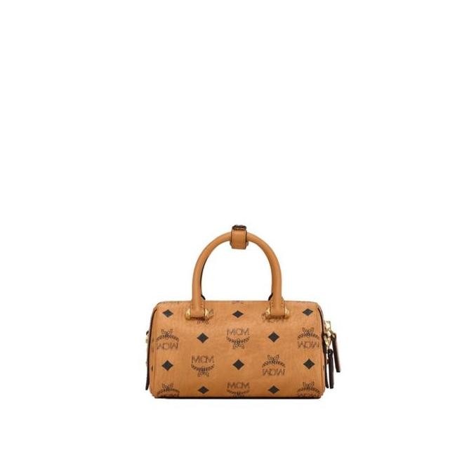 Mcm Mini Essential Boston In Visetos Cognac