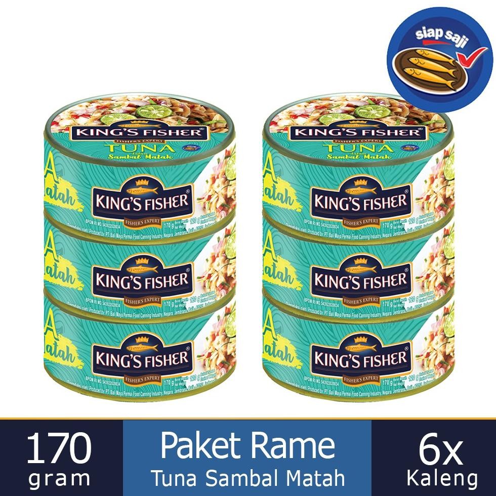 

NO_MORE Paket 6 Pcs King's Fisher Tuna Sambal Matah Daging Tuna Makanan Kaleng 170 g