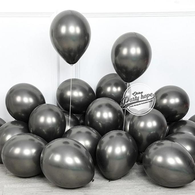 langsung order saja] Balon Chrome Hitam / Balon Metalik Chrome Black / Ballon Latex Metalic