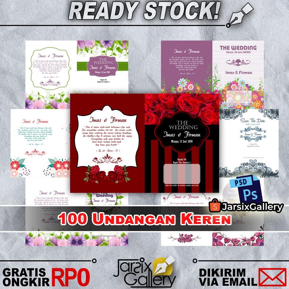 DF265>> [JarsixGallery] 100+ Template Undangan Pernikahan PSD Photoshop