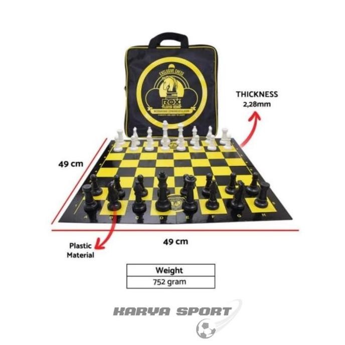 Catur Plastik ROX Percasi Papan Lipat 4 Tas 1 Set Original