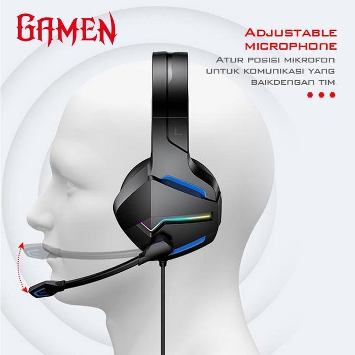 HEADPHONE GAMEN GH2200 ORIGINAL HEADSET GAMING RGB LIGHTING LED Terbaru