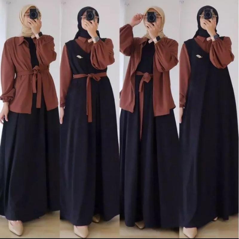 Ef Gamis Overall - Gamis 2024 Lebaran Wanita Import Crinkle Airflow Size Big Jumbo - Gamis Model Gam