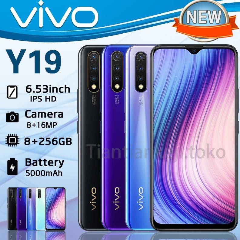 HP Murah VIVO Y19 RAM 8GB /256GB Handphone Smartphone Android/6.53 inch/5000mah/Kamera Depan 16MP aS