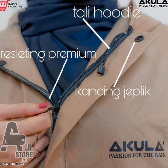 ORI - JAS HUJAN AKULA SETELAN JAKET CELANA MOTOR PRIA WANITA WATERPROOF PREMIUM