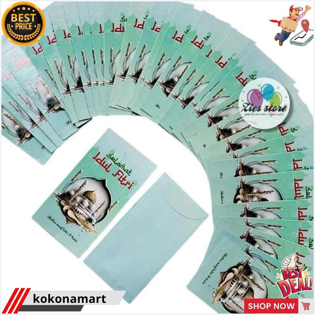 

[50Lembar] Amplop Lebaran Idul Fitri / Angpao Lebaran Box Mika Size L Motif Masjid Gratis Ongkir