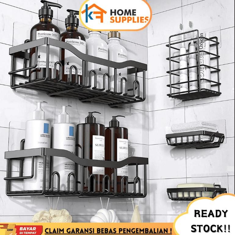 KFRak Gantung Persegi Tempel Dinding Kamar Mandi / Rak Besi Gantung Jumbo Tempel Dinding Tanpa Bor