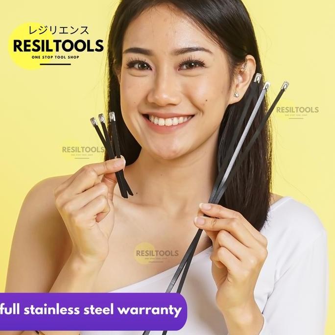 

TERMURAH - Kabel Tis Stainless Hitam Per Pack Isi 00 pcs Cable Ties Stainless Coated Resiltools