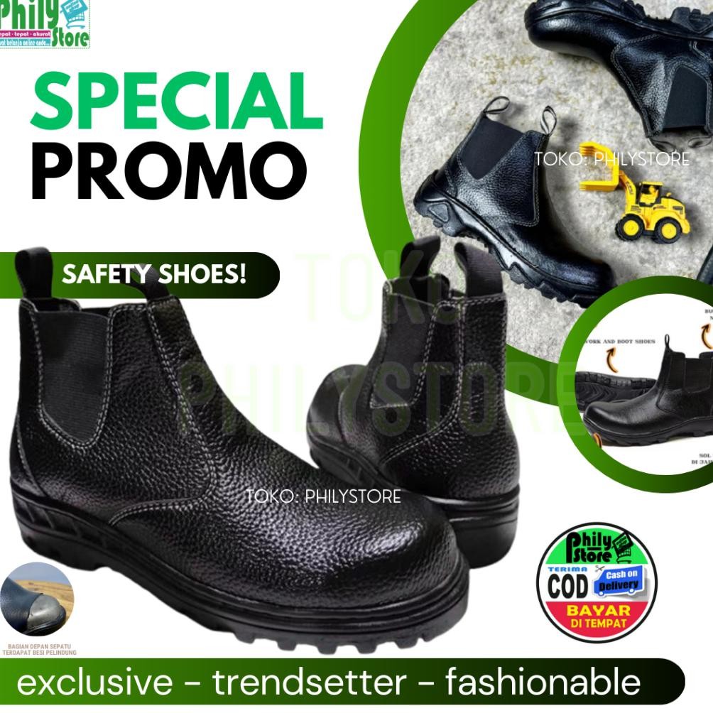 DB49>> Sepatu Caterpillar pria Sepatu Safety Boots Ujung Besi Fashion Pria Bikers Turing Sepatu Safe
