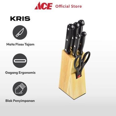 TERMURAH - Kris Set 7 Pcs Pisau Dapur - Hitam Multifunctional Cooking Knife