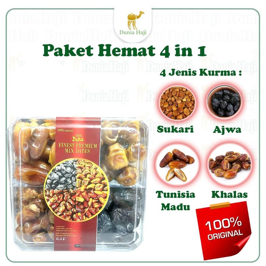 

PAKET OLEH-OLEH UMROH HAJI 4 IN 1 Gift Souvenir Hadiah sekat 4 isi 4 macam sovenir umrah Hajj Kurma Ajwa Sukari Khalas Tunisia Madu Hampers Souvenir aSt