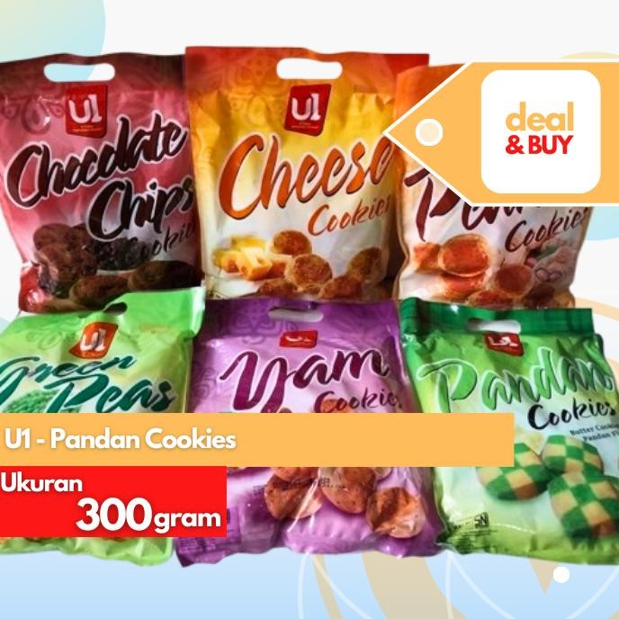 

U1 Cookies Yam - Cheese - Peanut - Green Peas - Chocolate Chips - Pandan 300g aSt