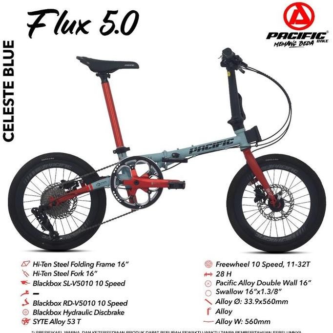 TERLARIS - Sepeda Lipat Folding Bike 16 Inch Pacific Flux 5.0 Terbaru