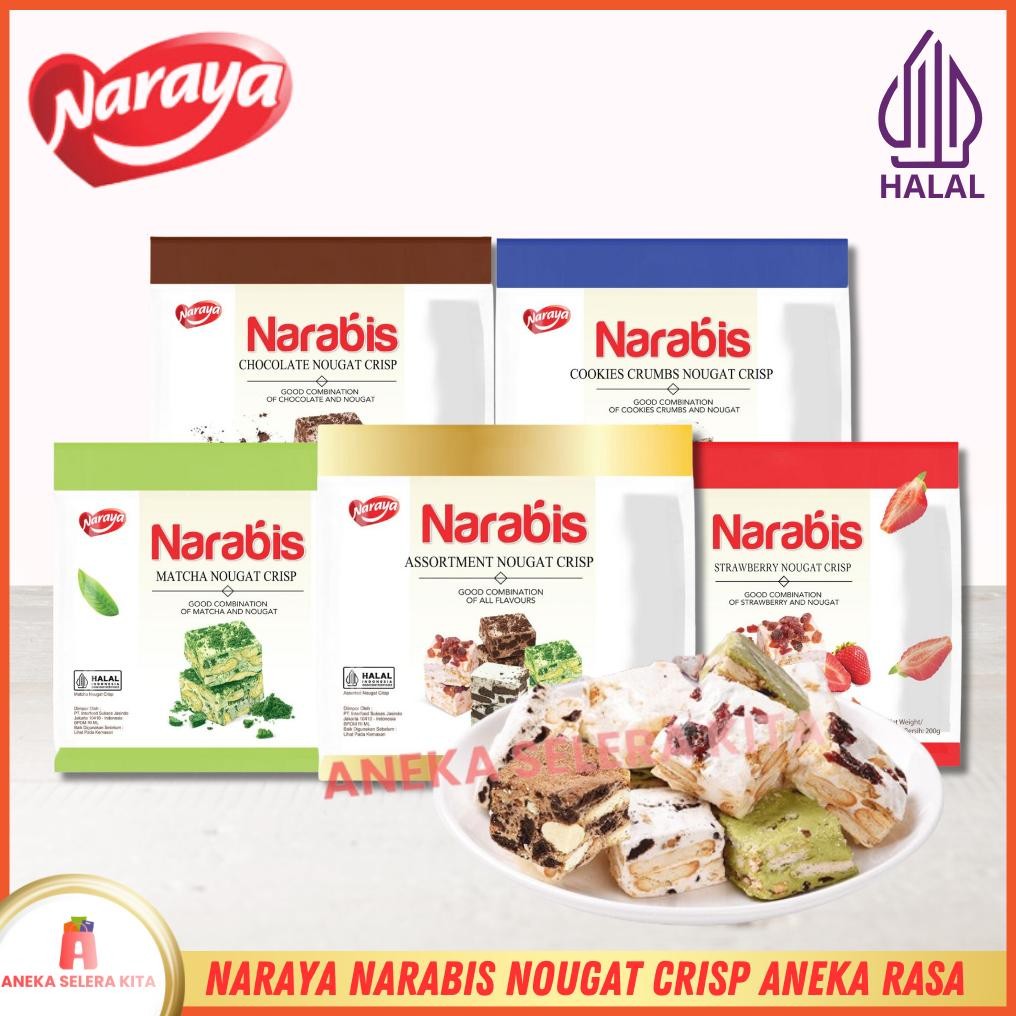 

Naraya Narabis Rasa Chocolate Strawberry Matcha Cookies Cream Assortment Nougat Crisp Halal 200gr aSt
