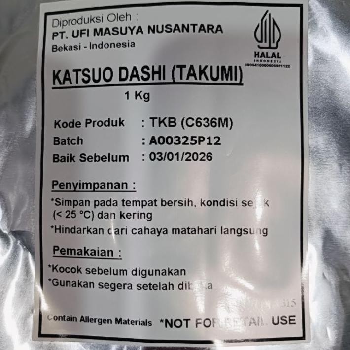 

Takumi Katsuo Dashi Basic 1Kg Halal Bubuk Kaldu Ikan