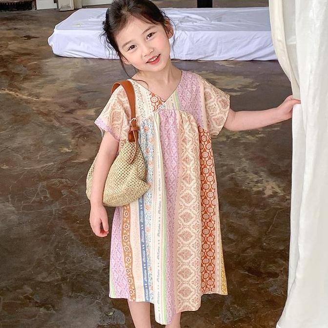 BEECHIC.KIDS DRESS BATIK ANAK IMPORT COLORFUL - DRESS ANAK PEREMPUAN MOTIF BATIK DRESS MODEL GAUN CU