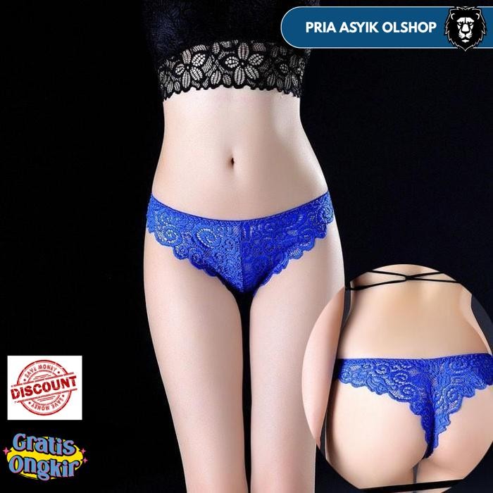 CELANA DALAM WANITA SEAMLESS G STRING BUNGA LACE TRANSPARAN C193 BY PRIA ASYIK OLSHOP