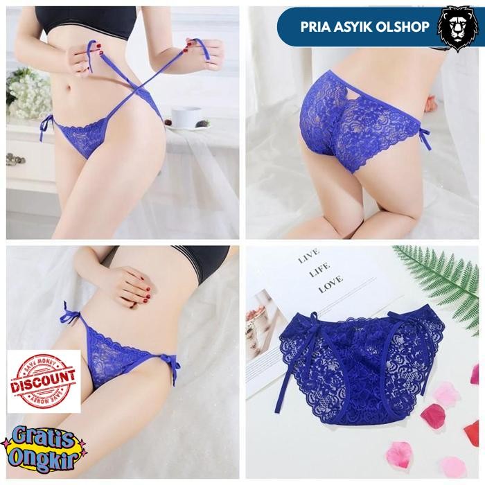 CELANA DALAM WANITA TALI SEXY LACE PAKAIAN DALAM PINGGANG RENDAH CELANA TRANSPARAN G STRING C221 BY 