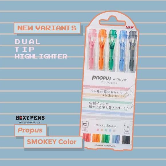 

TERBARU - Uni Propus Window Smoke Color Double-Sided Highlighter Set