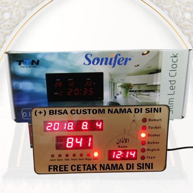 Sonifer Jam Adzan Digital Mini Jam Alarm Sholat Otomatis Adzan Iqomah 19 x 10 cm