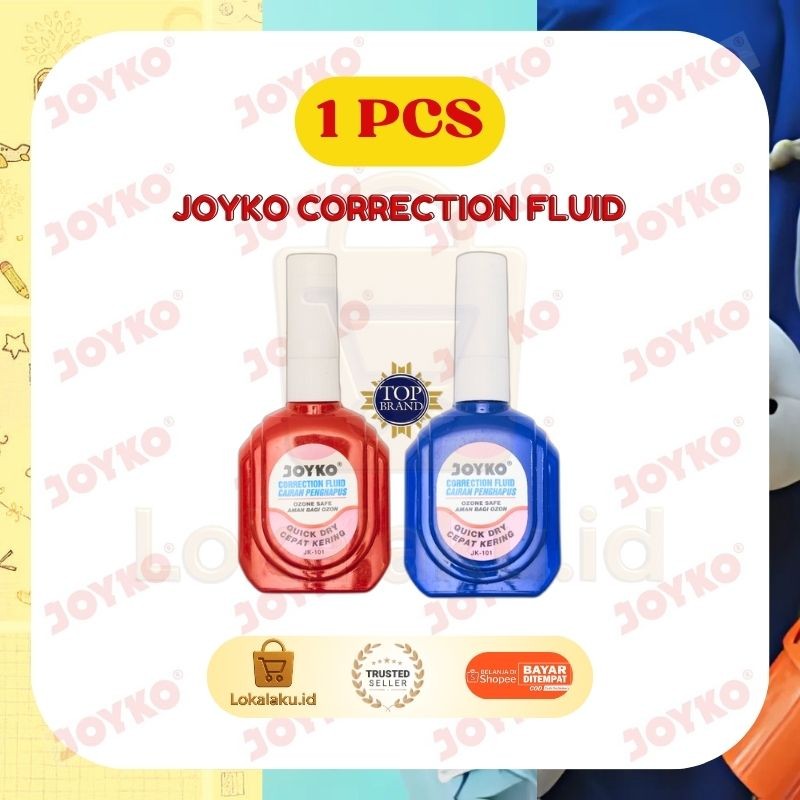 

JOYKO Correction Fluid JK-01 Penghapus Tinta Cair Cepat Kering [] Botol Merah Biru [] Harga 1 PCS